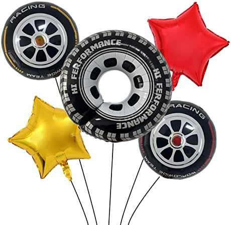 CYMYLAR 5db kerék(gumi) versenyautó lufi meghatározott férfiaknak,hot wheels születésnapi party kellékek,autó szülinapi paryt