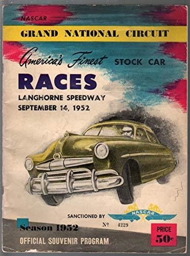 Langhorne Spdwy NASCAR Grand National Auto Verseny Program 9/14/1952-VG