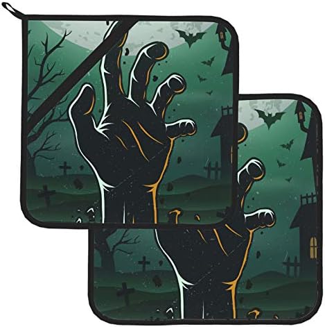 Halloween Izgalmas Zombi Kéz Meleg Párna hőálló Konyhában Meleg Párna 2 Db Konyha, kaspókat, 8×8 Hüvelykes Sütés-Főzés