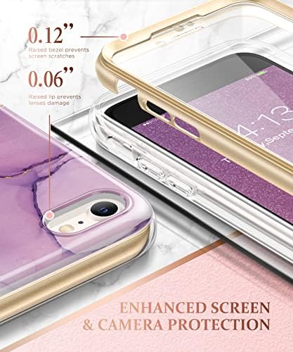 GVIEWIN Tervezett iPhone SE 2022 Esetben (3rd Gen)/SE 2020/iPhone 8/7, [Beépített képernyővédő fólia] Teljes-Test Vékony,