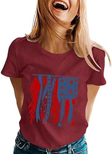 Hemlock Nők Csík, Csillag Nyomtatási Termés T-Shirt Rövid Ujjú Felsők O Nyakú Felső Plus Size Blúz Függetlenség Napja Póló