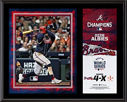 Ozzie Albies Atlanta Braves 12 x 15 2021 MLB World Series Bajnokok Szublimált Emléktábla - MLB Játékos Plakkok, valamint