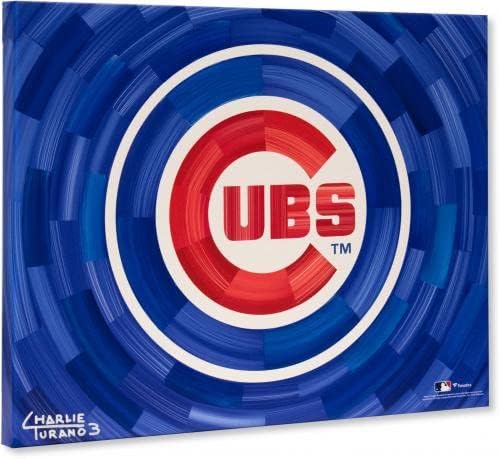 Chicago Cubs 16 x 20 Kölykök Logó Kék Absztrakt Háttér Galéria Csomagolva Megszépült Giclee - Eredeti MLB Művészet, Nyomatok
