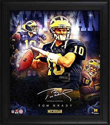 Tom Brady, a Michigan Wolverines Keretes 15 x 17 Csillagok, a Játék, Kollázs - Fax Aláírás - College Játékos Plakkok, valamint