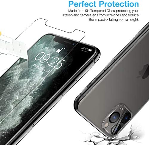 LK 3 Pack iPhone 11 Pro Max képernyővédő fólia & Pack 3 Lencse Védő, 9H Edzett Üveg, Karcolás-Bizonyítja, Igazítás Eszköz