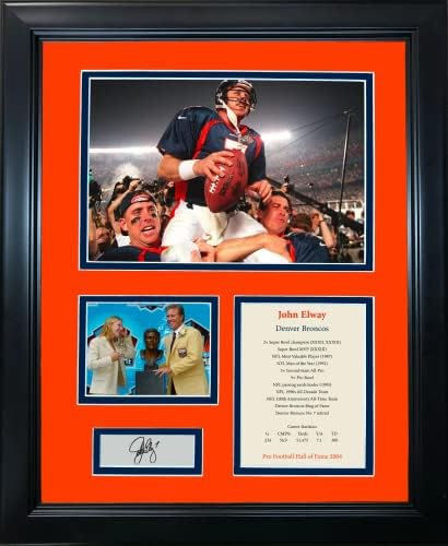 Keretes John Elway Hall of Fame Fax Lézer Gravírozott Aláírás Automatikus Denver Broncos 12x15 Fotó Kollázs