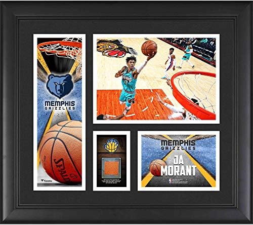 Ja Morant Memphis Grizzlies Keretes 15 x 17 Játékos Kollázs egy Darab Játék-Kosárlabda - NBA Játék Használt Kosárlabda Kollázsok