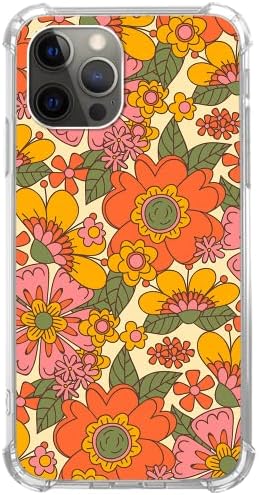 Retro 70-es években Virágok Esetben Kompatibilis az iPhone 11 Pro Max, Hippi Vintage Narancs Sárga Virágok Esetében Lány,