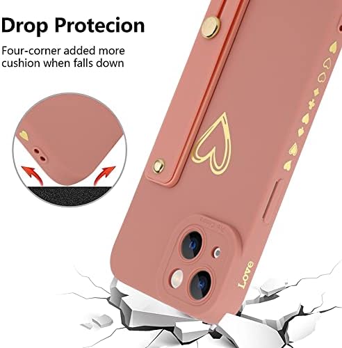 Fiyart Tervezett iPhone 13 Esetben a Telefon Tartót Aranyos Szerelmes Szívek Minta Vékony Védő Kamera Védelem Fedél csuklópánt