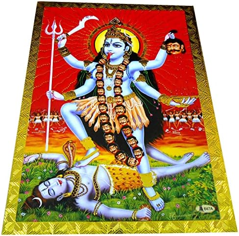 kézműves india legjobb indiai kézműves bolt Kali Istennő Poszter/ Reprint Hindu Istennő Kép Arany Fólia (keret nélküli :