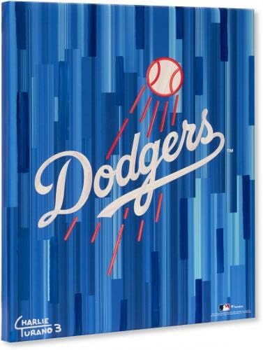 Los Angeles Dodgers 16 x 20 Dodgers Logó Kék Absztrakt Háttér Galéria Csomagolva Megszépült Giclee - Eredeti MLB Művészet,